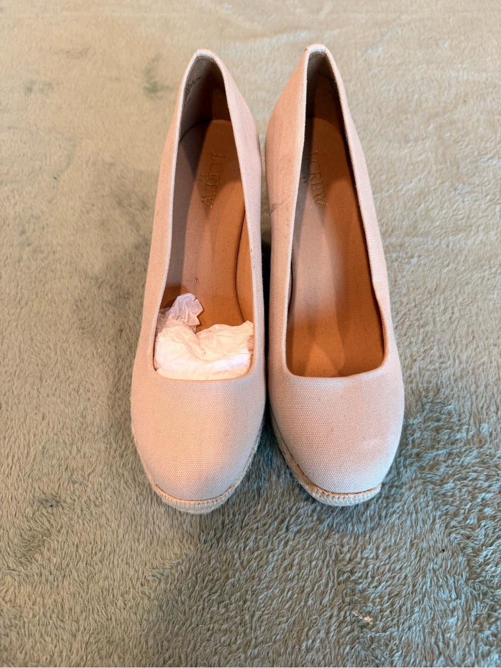 J.Crew Espadrille Wedge Heels Nude Canvas Rope Platform Size 7.5